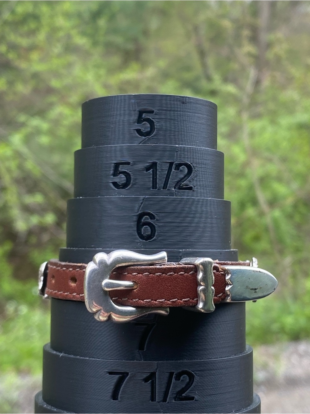 Brown Leather Belt Buckle Bracelet with Silver Animal Charms Rhino Zebra Bear - Picture 3 of 13